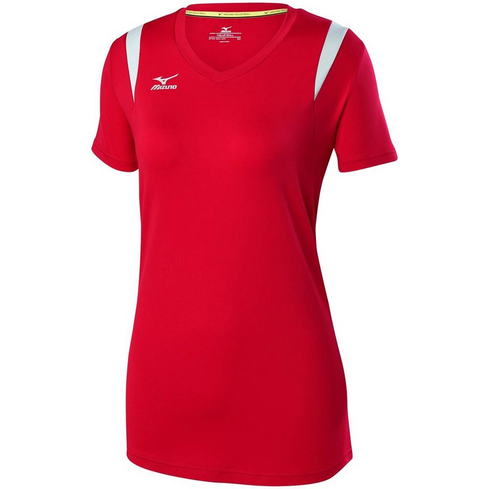 Mizuno Women's Balboa 5.0 Long Sleeve Volleyball Jersey Red/Silver/Grey (440646-XUS)